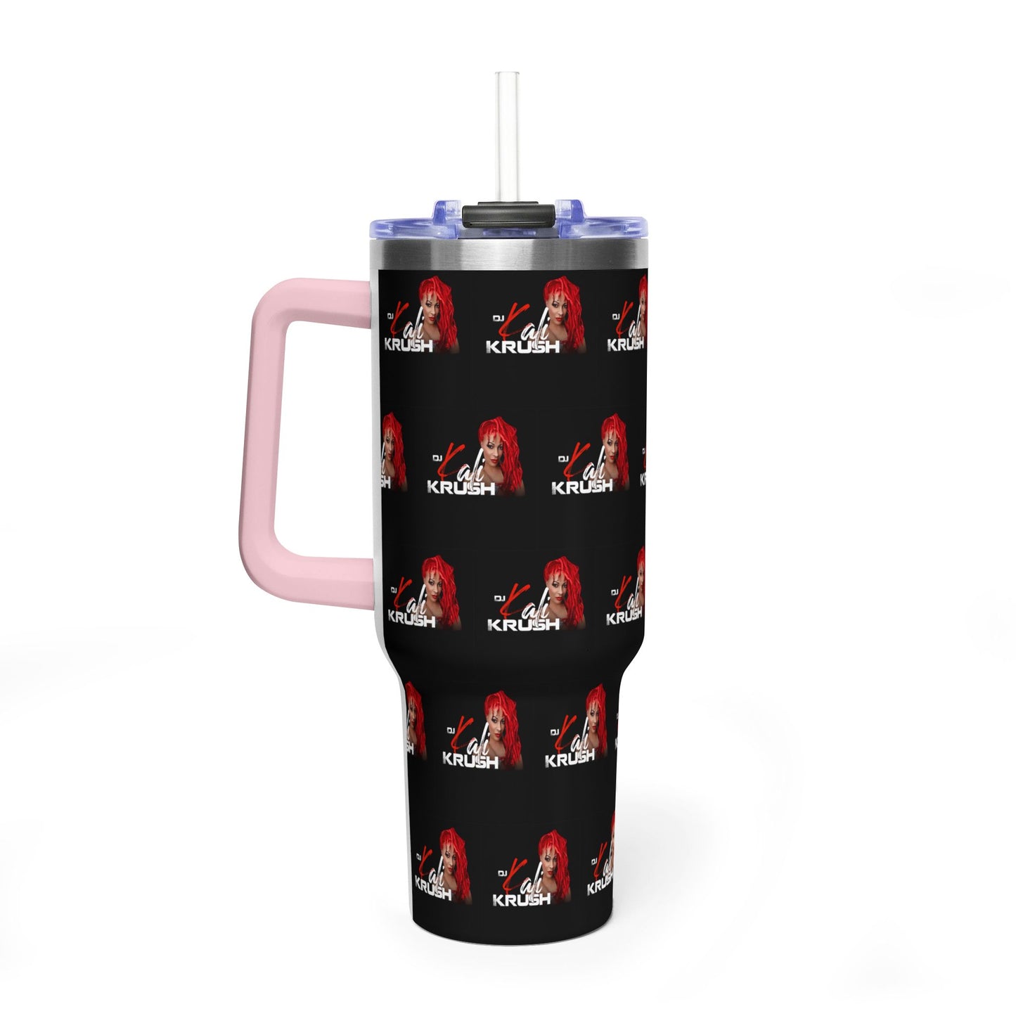 DJ Kali Krush 40oz Tumbler (Red Hair-White Letters, Brick)