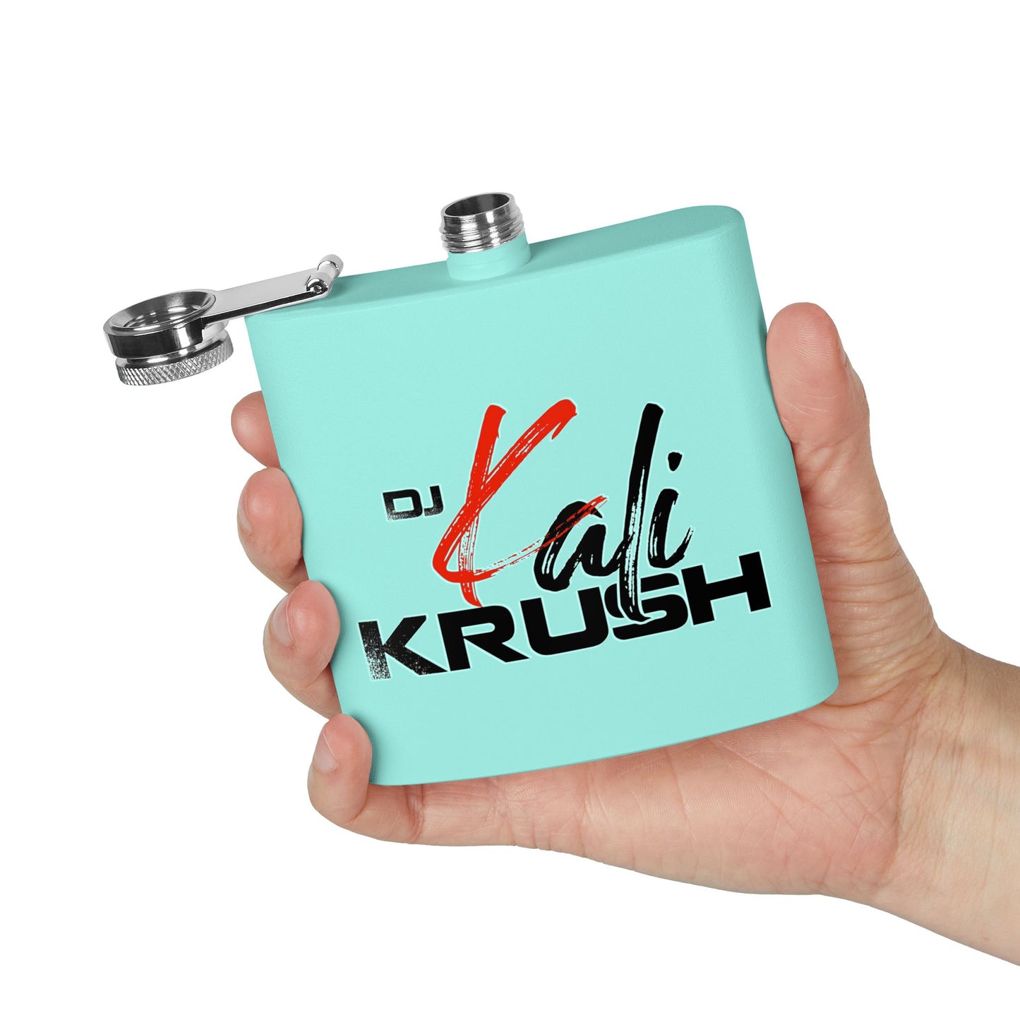 DJ Kali Krush 6oz Stainless Steel Flask (Black Letters)