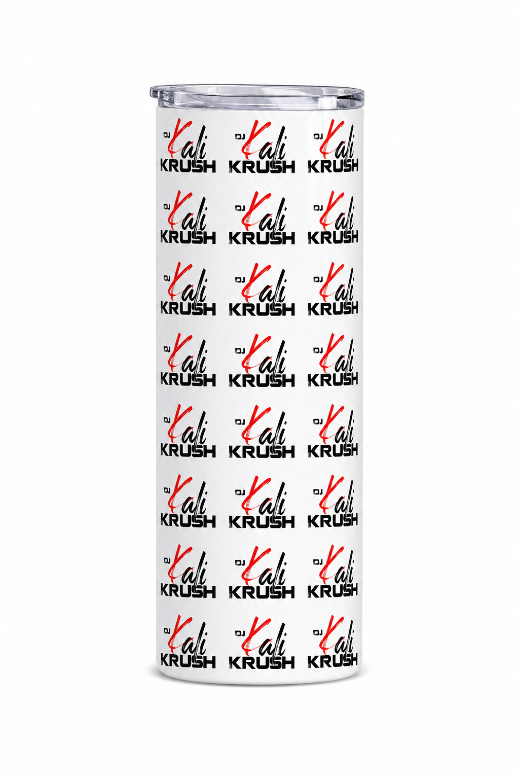DJ Kali Krush White Skinny Tumblers (Black Letters)