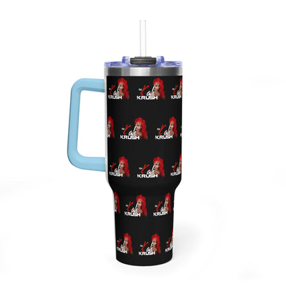 DJ Kali Krush 40oz Tumbler (Red Hair-White Letters, Brick)