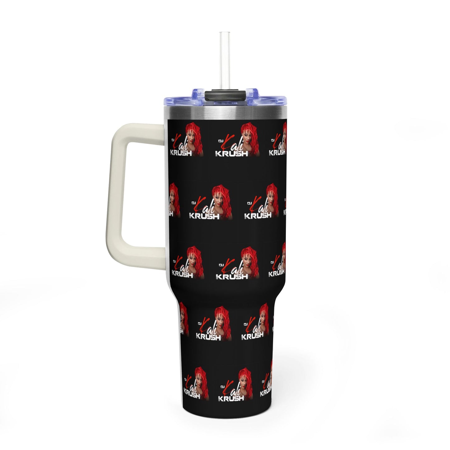 DJ Kali Krush 40oz Tumbler (Red Hair-White Letters, Brick)