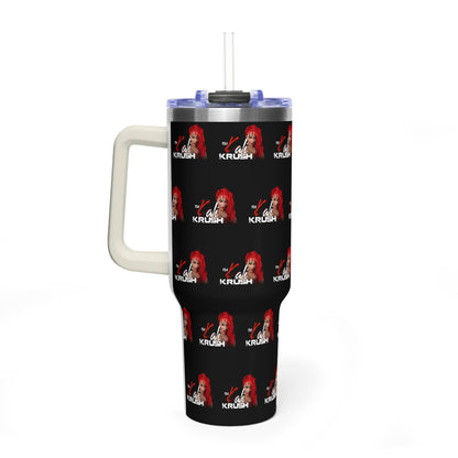 DJ Kali Krush 40oz Tumbler (Red Hair-White Letters, Brick)