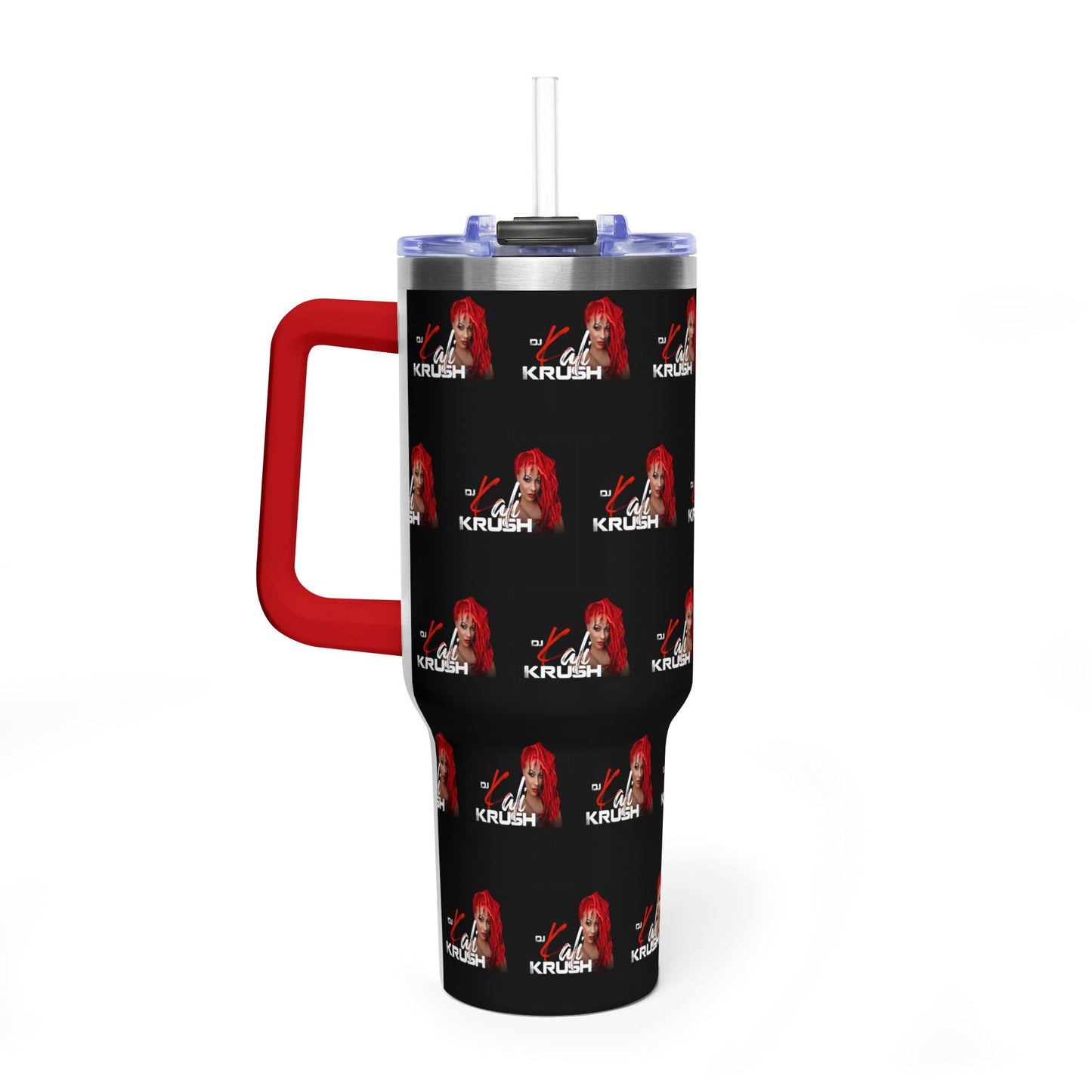 DJ Kali Krush 40oz Tumbler (Red Hair-White Letters, Brick)