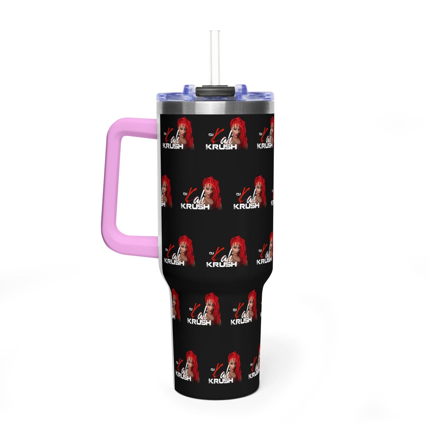 DJ Kali Krush 40oz Tumbler (Red Hair-White Letters, Brick)