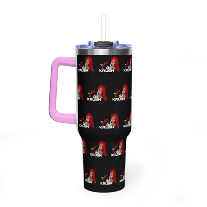 DJ Kali Krush 40oz Tumbler (Red Hair-White Letters, Brick)