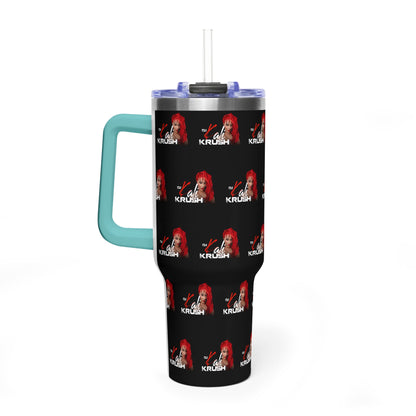 DJ Kali Krush 40oz Tumbler (Red Hair-White Letters, Brick)
