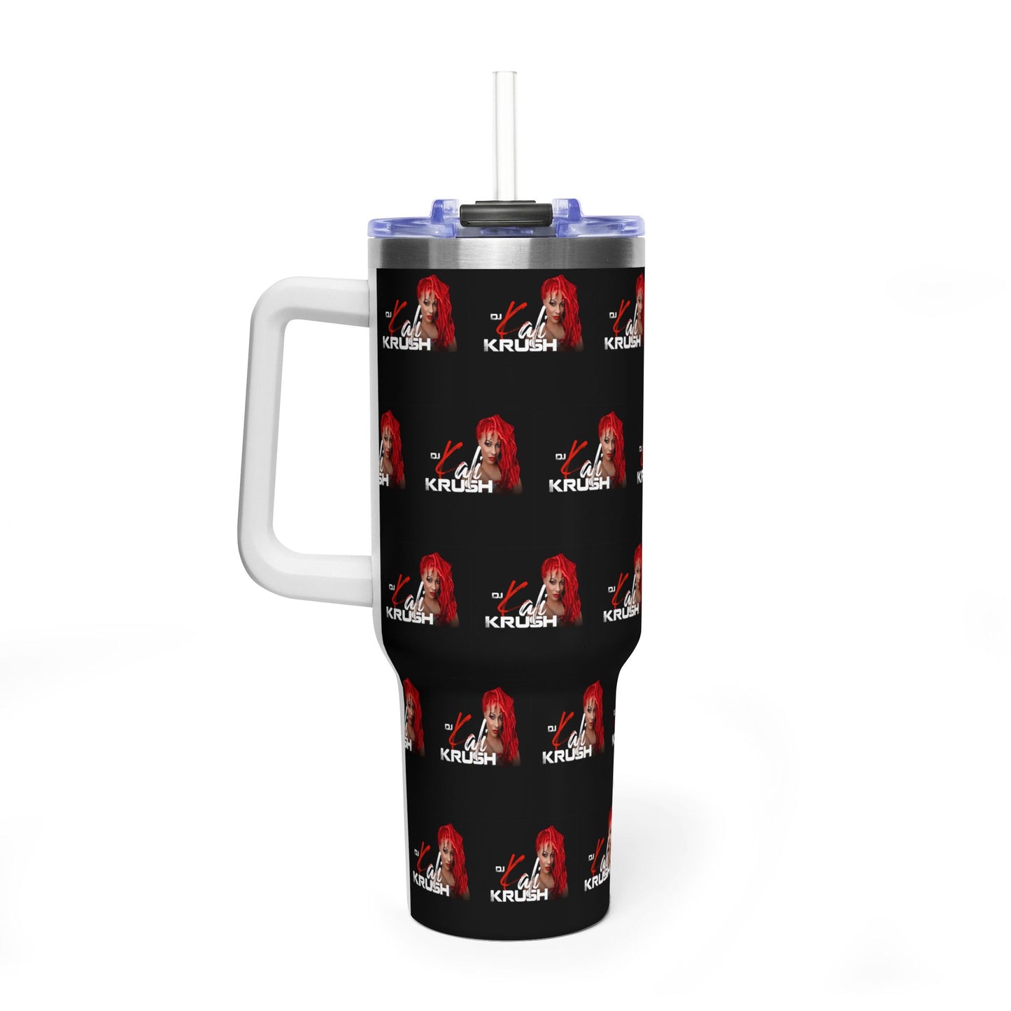 DJ Kali Krush 40oz Tumbler (Red Hair-White Letters, Brick)