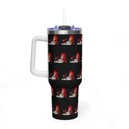 DJ Kali Krush 40oz Tumbler (Red Hair-White Letters, Brick)