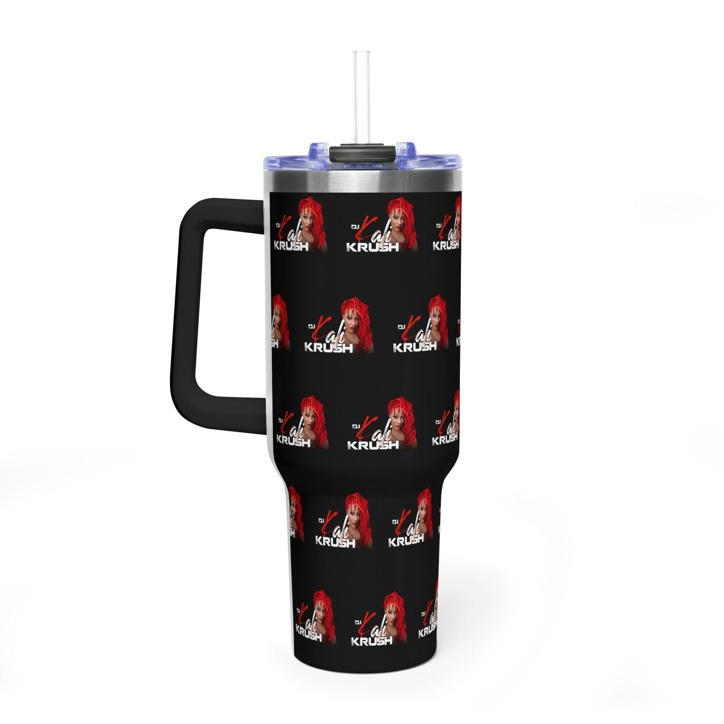 DJ Kali Krush 40oz Tumbler (Red Hair-White Letters, Brick)