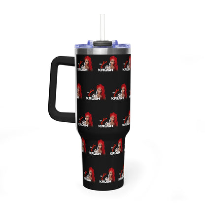 DJ Kali Krush 40oz Tumbler (Red Hair-White Letters, Brick)