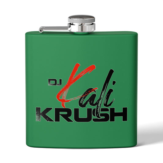 DJ Kali Krush 6oz Stainless Steel Flask (Black Letters)