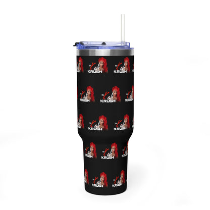 DJ Kali Krush 40oz Tumbler (Red Hair-White Letters, Brick)