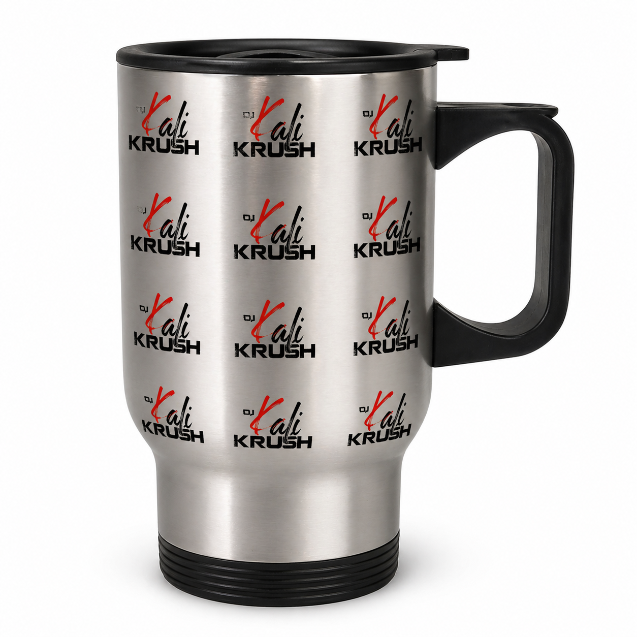 DJ Kali Krush Stainless Steel Travel Mugs with Handle (Black Letters)
