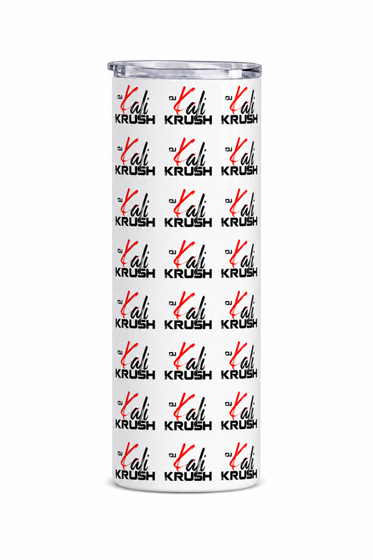 DJ Kali Krush White Skinny Tumblers (Black Letters)